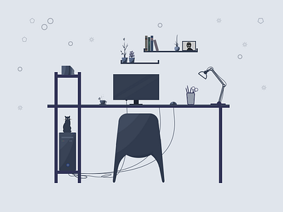 My new desk haha 小插画