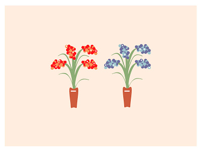 Plants in a pot blue creative design digital floral flowers illustration illustrator plants project red wip