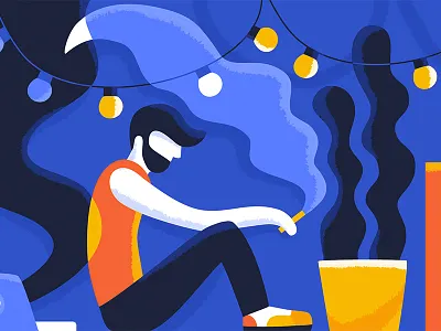 Discography guy light lights night plant room sit smoke vibe