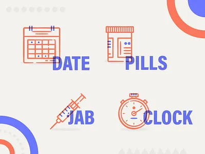 Icon Styles calendar clock date icon iconography icons illustration jab medicine pills time