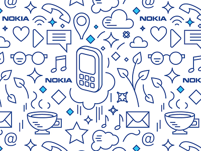 Nokia Press wall 3310 illustration illustrator nokia outlines pattern seamless