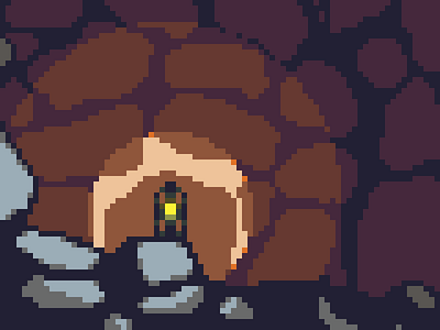 Lantern in a Cave cave db32 game lantern pixelart pixels retro rocks videogame