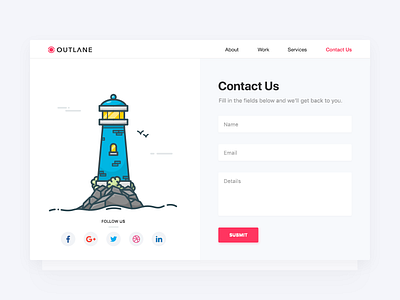 Contact Us contact daily design field form illustration lighthouse mockup ui us web website