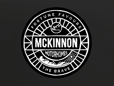 Brand for Mckinnon Motorhomes camper camping caravan crest hand drawn ipad pro logo mobile home modern crest motorhome recreational vehicle rv