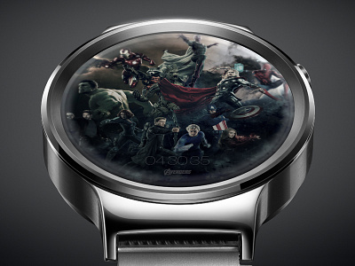 Avengers UI, android watch, locked screen avengers clock guardian huawei hulk ironman smartwatch spiderman thor time ui watch