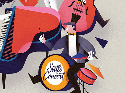 Drummer band drum illustration jazz music vector