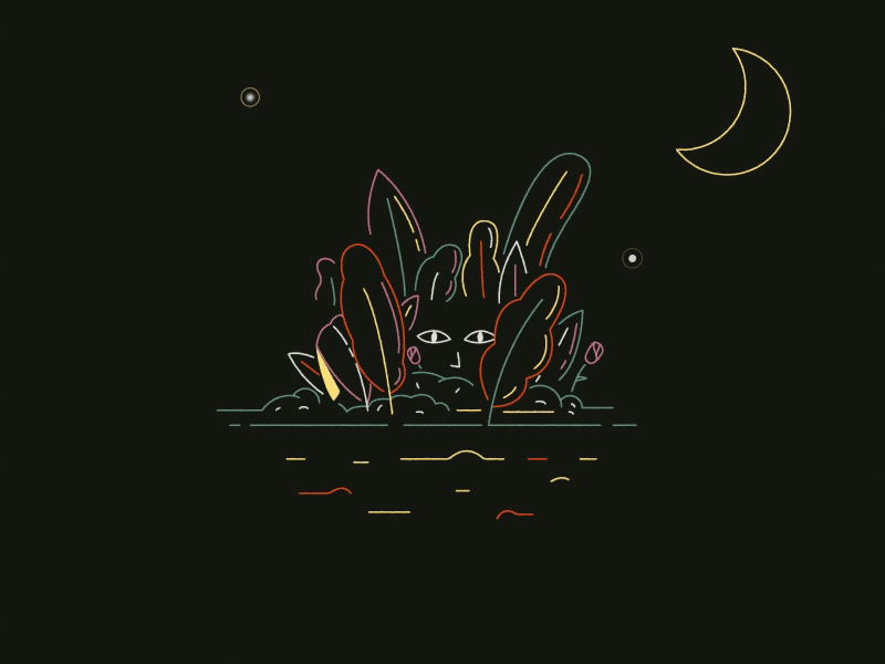 Wild Man Camping animation character design flies illustration leaves moon nature night outdoors vector wild