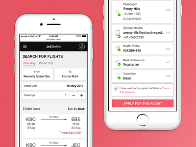 JetStellar - Flight Booking to Mars booking case study design flight mars mobile search form travel ui ux web