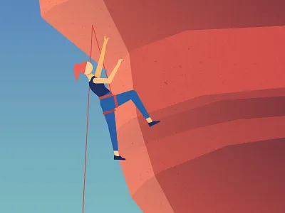 Climbing in the Desert climber desert gradient red rock rock climbing texture vector