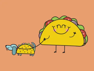 Tacos walkin' Tacos cute food food illustration taco taco dog