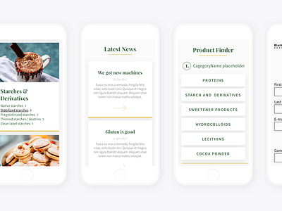 Mobile Screens Of New Corporate Website bakery corporate food iphone mobile mockup responsive ui website