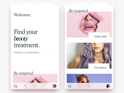 Beooty app ios mobile ui