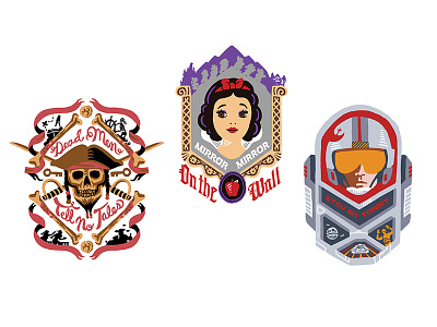 Disneyland fan project color crest disneyland illustration pirates red leader snow white star wars typography