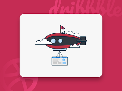 Web Airship airship balloon clouds dribbble flag pink ui ux webpage website