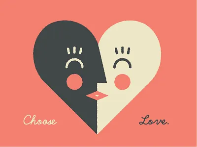 Choose Love. black face heart kiss love white