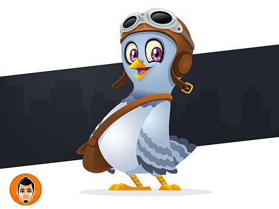Aviator Pigeon Mascot aviator delivery friendly pigeon pilot