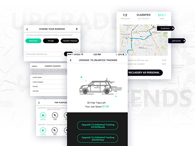 Smart Mile app card show black car card green log mileage minicooper tax tracking