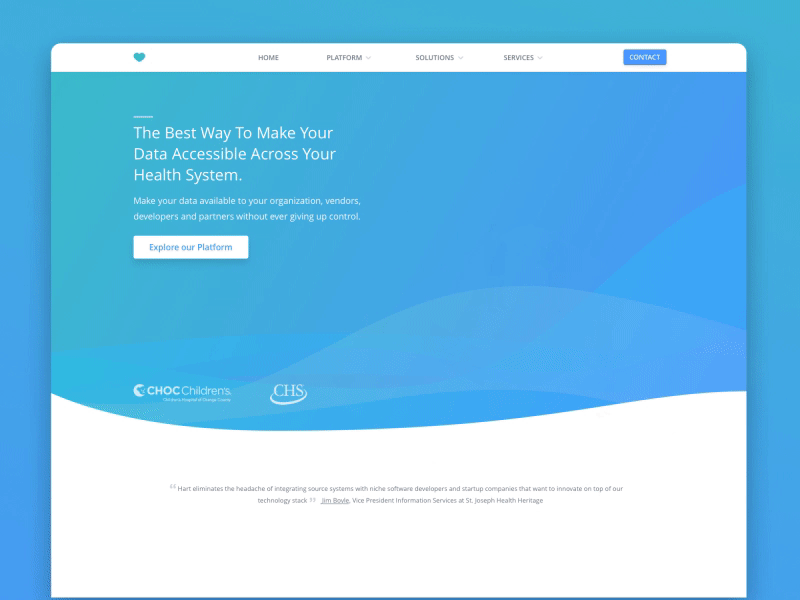 Landing page animated blue gif hart isometric platform waves