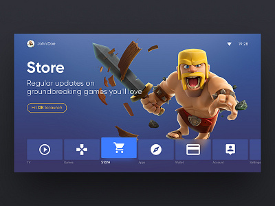 Game console UI/UX: Store android console games gaming store tv ui ux