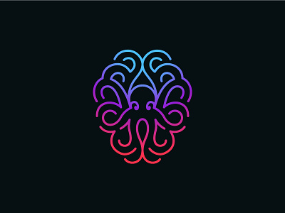 Brain Octopus animal brain branding identity line logo mark mind octopus symbol