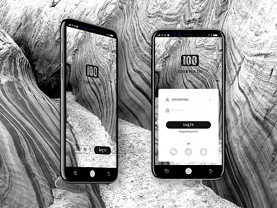 App Login Ui app black and white cave interface ios iphone 8 login ui ux