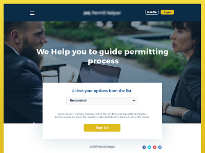 Permitting Process - Landing Page landing page design minimalist photoshop ux design