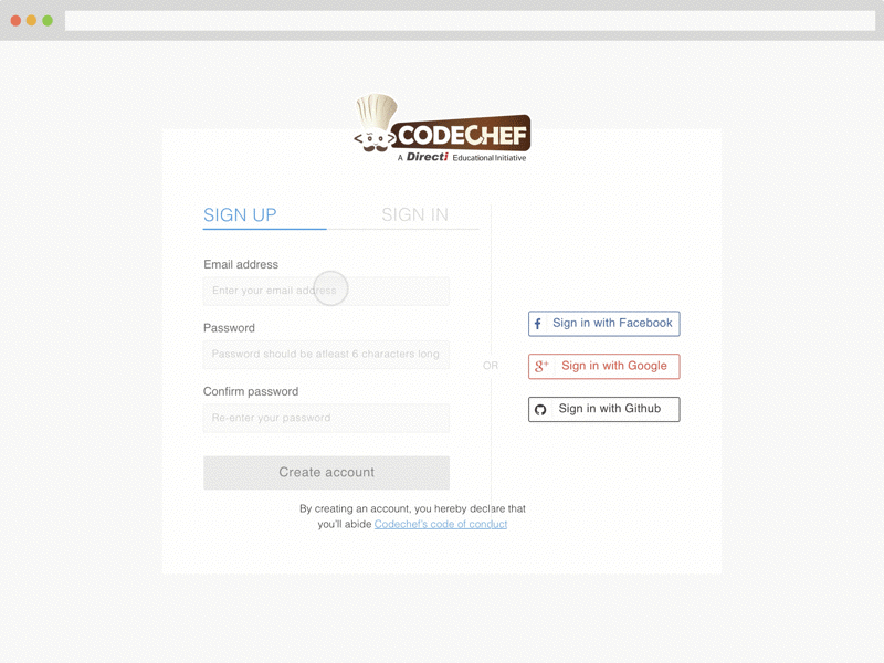 Rethinking Codechef's Sign Up Flow by Abhishek Sharma on Dribbble