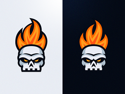 Skull on Fire - Mascot Logo Design design esports fire flames gaming illustration logo mascot skull sports