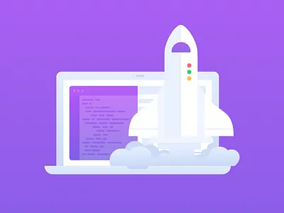 Speedup accelerate flat icon illustration network purple quick rocket speedup