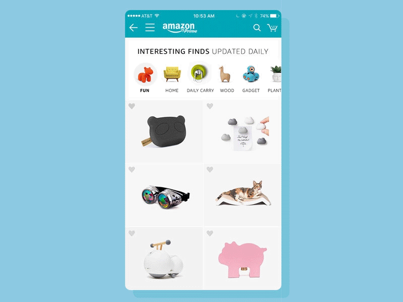Amazon Interesting Finds Theme navigation amazon interesting finds product design ui ux