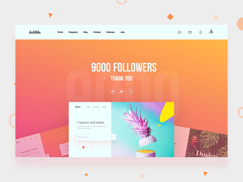 10K Followers 10k animation dribble followers interaction landing page numbers slider stats transition uiux webdesign