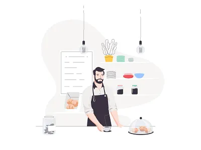Café barista cafe character illustration lisbon