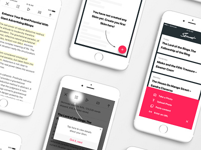 Skimcast animation app cards flinto icons interaction ios reader text transition user experience animation ux ui design