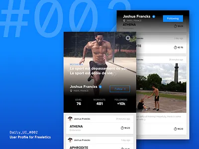Daily UI Challenge #002 — User Profile for Freeletics app daily ui digital download free freebie freeletics interface running sketch sport