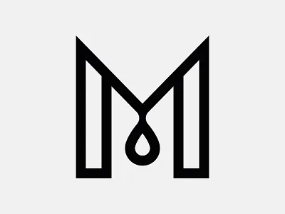 Letter M coffee drop espresso form grid icon letter modern monogram stripe type