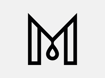 Letter M coffee drop espresso form grid icon letter modern monogram stripe type