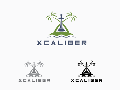 Xcaliber concept. island excalibur logo