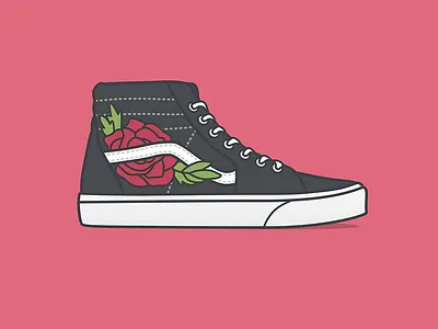 Rose vans icon illustration patch product rose shoe vans