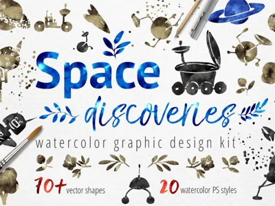 FREE Space Discoveries Collection floral space watercolor watercolor
