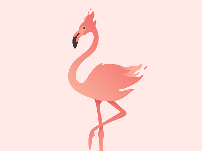 Flaming-o 2d animal bird fire flames flamingo illustration pink