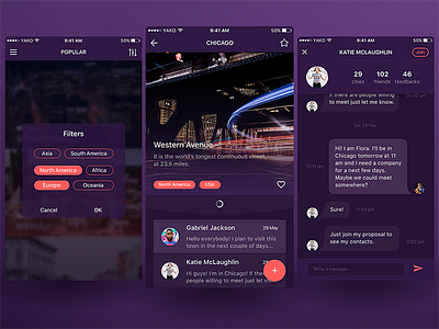 Biplane Travel Application app application debut interface ios mobile profile purple screen travel ui ux