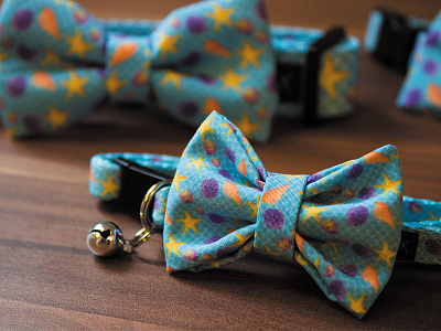 Bowtix Pattern blue bowtie bowtix cat collar dog pattern repeating pattern shells starfish