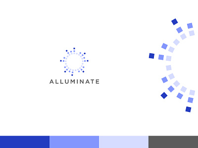 Alluminate alluminate blockchain blue branding cities future internet of things iot logo design skyline tech