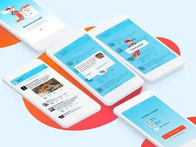 Design for FoxRT' app animal character design fox twitter