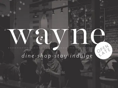 Wayne Open Late (main mark) branding identity logo mainline philadelphia small town