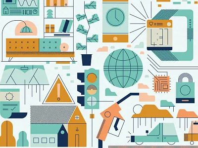 Internet of Things car connected couch house lock petrol phone sofa traffic watch