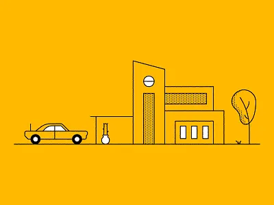 Minimal Living cactus car design house illustration line minimal tree vector