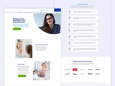 Glasses pages lists opticians post ui user interface ux web web design websites