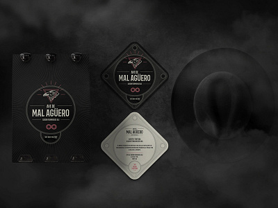 Ave de Mal Agüero Brand Elements beer beer bottle bird black bottle brewery cerveza coaster hat omen packaging smoke