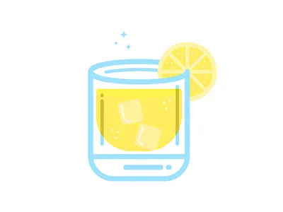 Lemonade blue drink glass icon lemonade line minimal yellow